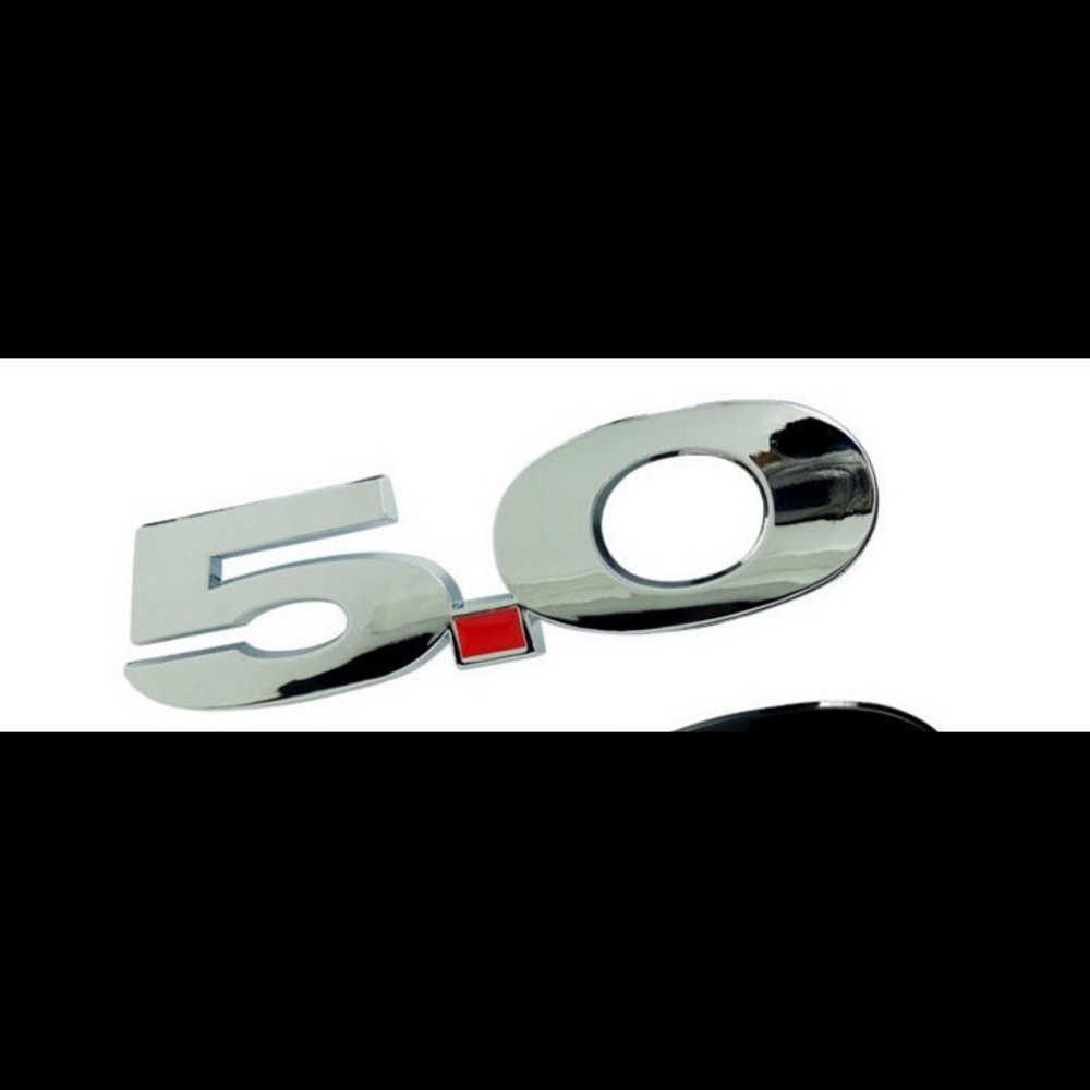 Mustang 5.0 emblems , Silver Chrome Finish Decal